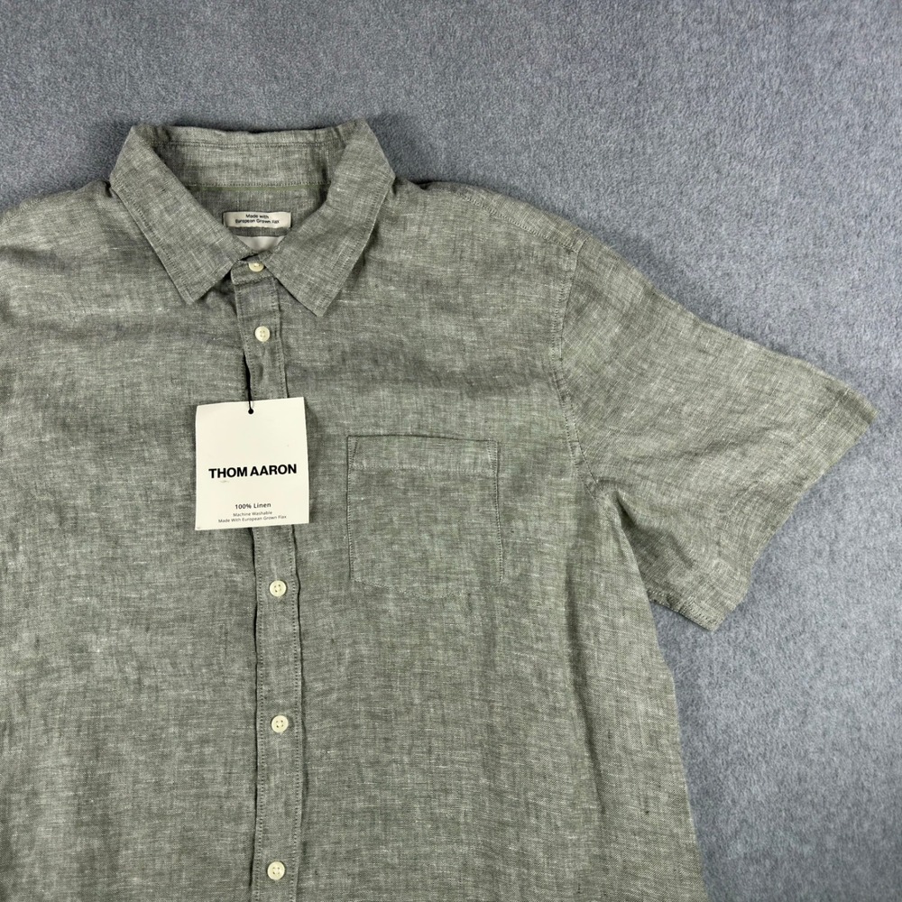Thom Aaron Men's 100% Linen Button Down Shirt NEW With Tags XXL Green